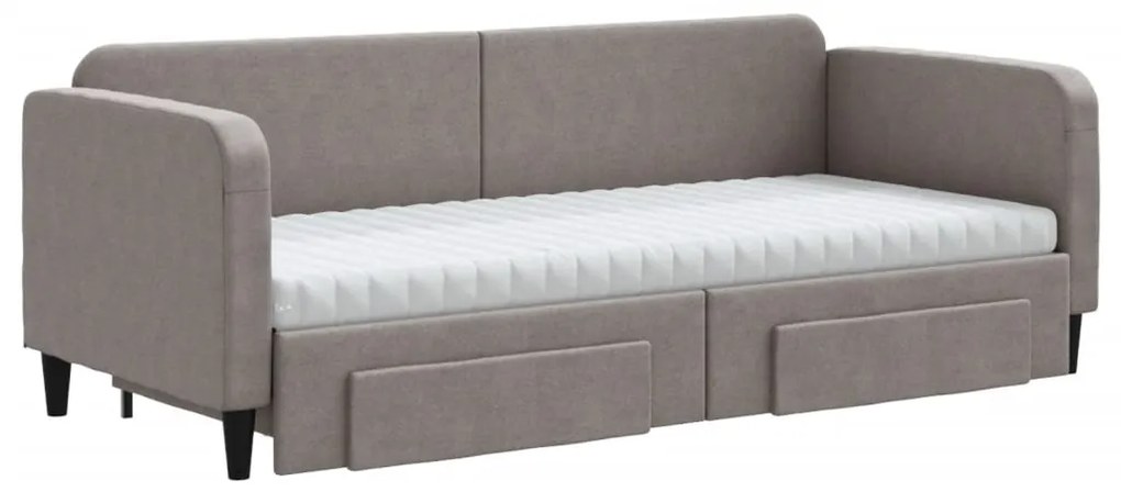 Sofá-cama c/ gavetão/gavetas 80x200 cm tecido cinza-acastanhado