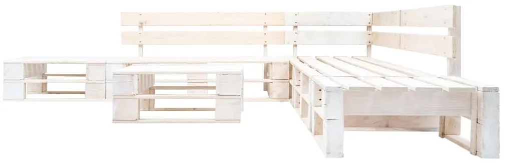Sofás de paletes para jardim 6 pcs madeira branco