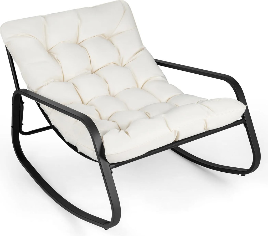 Cadeira de Baloiço de Exterior Extragrande, 120 x 91 x 78 cm, Almofada Removível, Bege