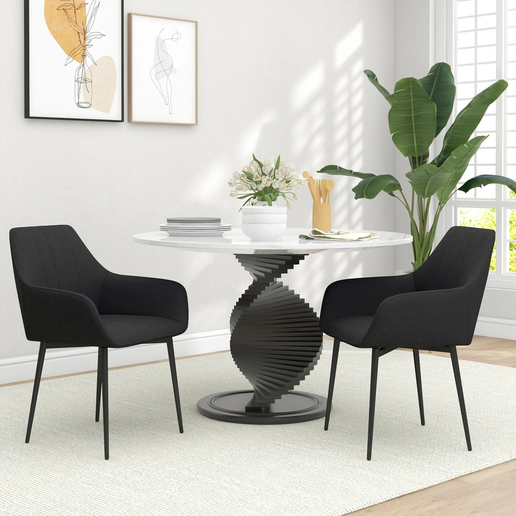 Conjunto de 2 cadeiras de sala de jantar Design escandinavo (MESA NÃO INCLUIDA) Pernas cónicas em metal pretas