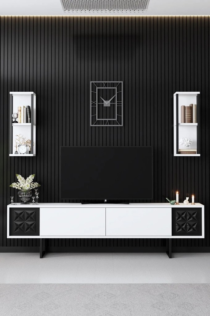 Conjunto de Mobiliário de Sala – Black Line Set – Branco e Preto