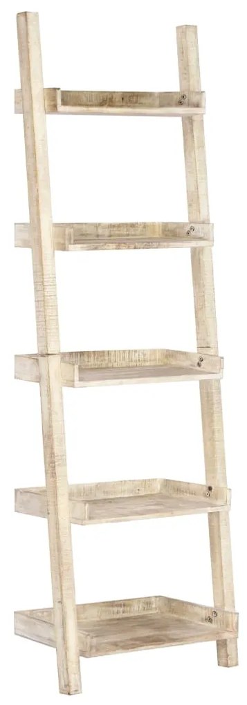 Prateleira escada 75x37x205 cm madeira mangueira maciça branco