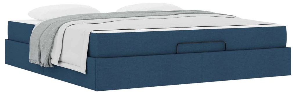 vidaXL Estrutura de cama com colchão com colchão 2 pcs Azul tecido