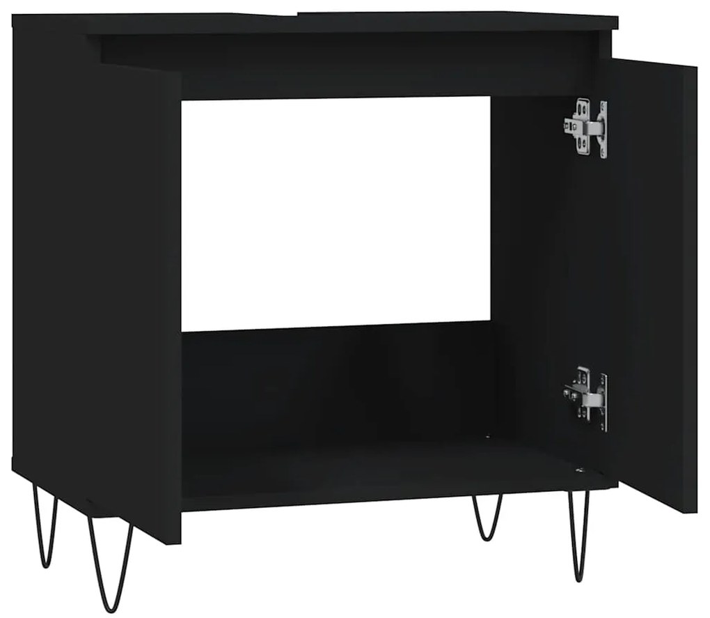 Armário de casa de banho 58x33x60 cm derivados madeira preto