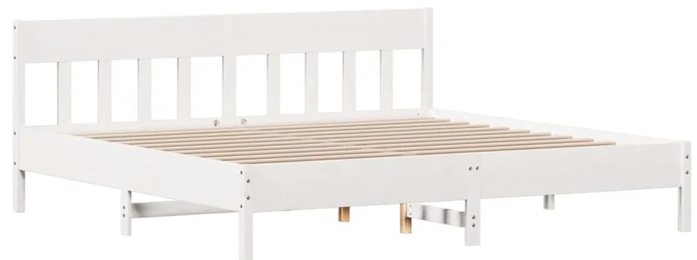 Cama com estante sem colchão 180x200 cm pinho maciço branco