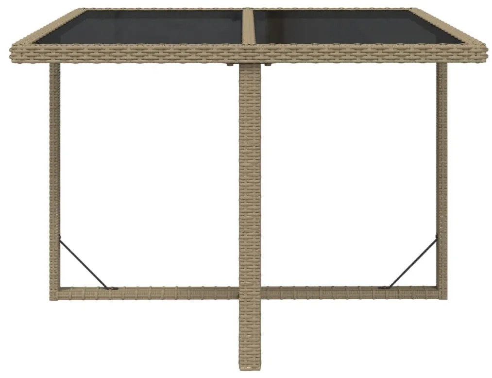 Mesa de jardim 109x107x74 cm vime PE e vidro bege
