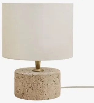 Candeeiro De Mesa Em Pedra Natural Orlena Travertino & Branco-escuro Ø20 Cm - ↑15 Cm Arlina - Sklum