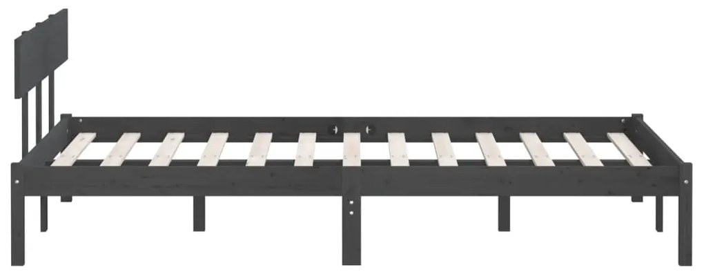 Estrutura de cama 140x200 cm pinho maciço cinzento