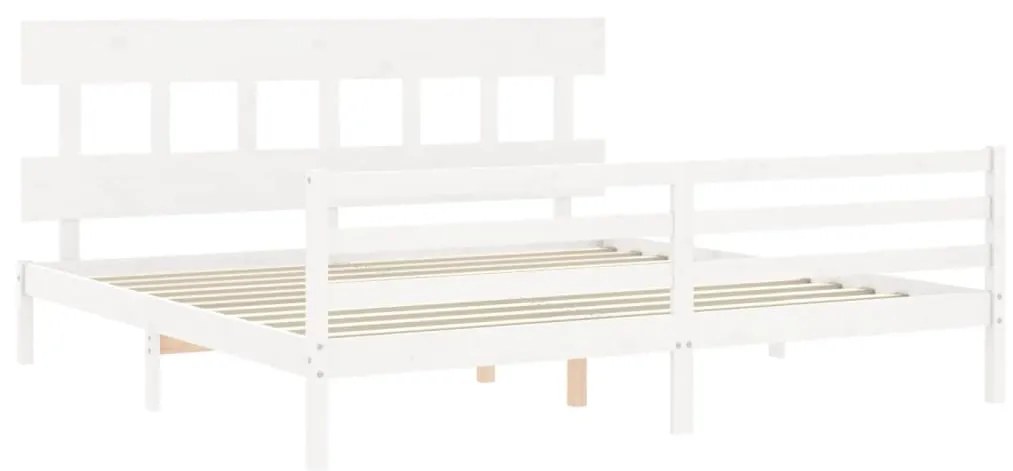 Estrutura cama Super King Size c/ cabeceira madeira branco