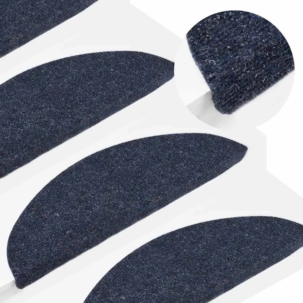 Tapetes escada autoadesivos 10 pcs 56x17x3 cm agulhado azul