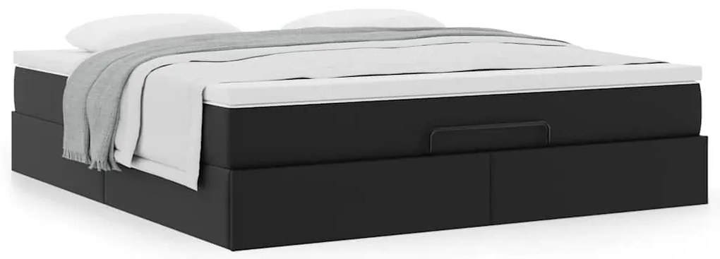 Estrutura de cama otomana com colchão 180x200 cm preta
