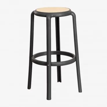 Banco Alto Omara Cinza Grafito & ↑75 Cm - Sklum