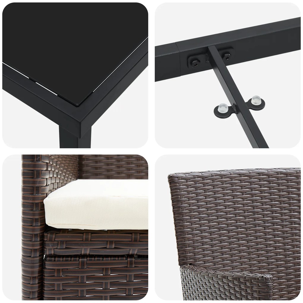 Conjunto de Jantar Jardim 7 Peças Castanho Rattan PE