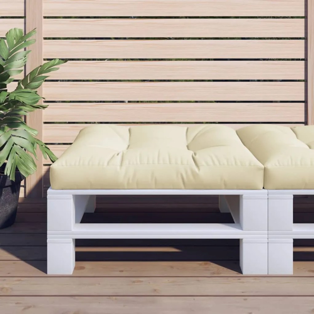 vidaXL Almofadão para sofá de paletes 80x80x12 cm tecido creme