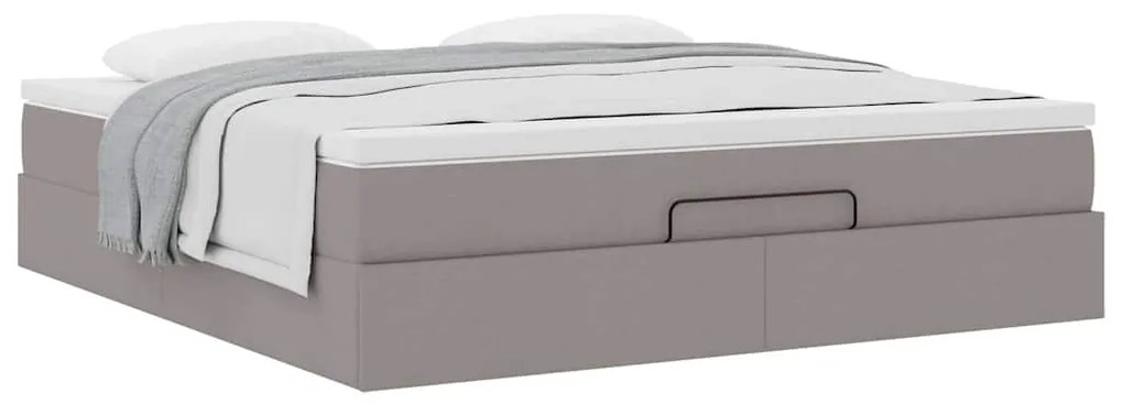 Estrutura de cama otomana com colchão tecido cinzento 160x200cm