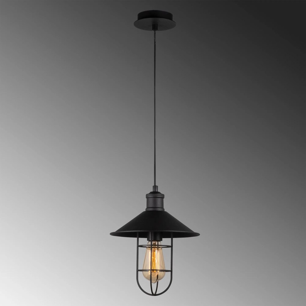 Candeeiro de Teto Ayazma – Preto – Diâmetro 24 cm, Altura 124 cm