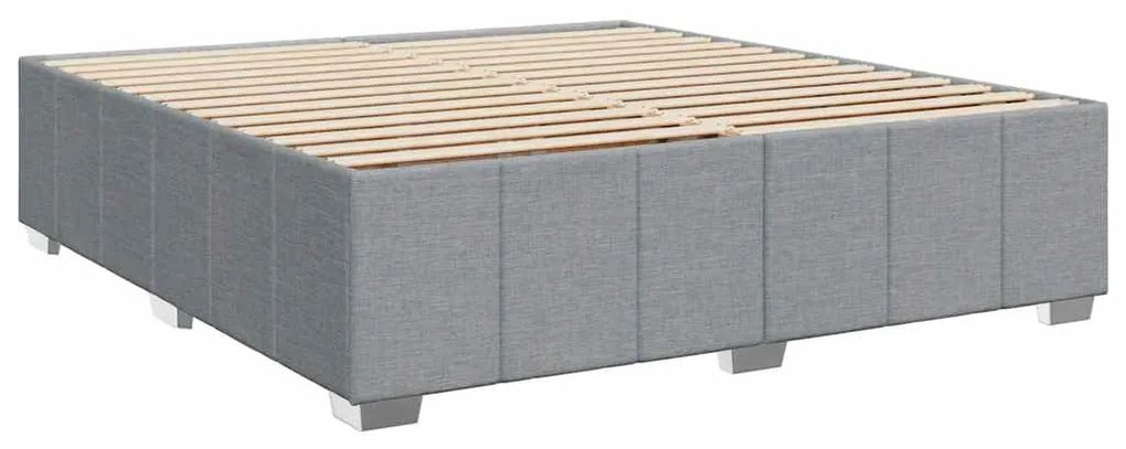Cama com molas/colchão 200x200 cm tecido cinza-claro