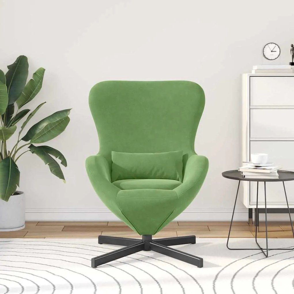 Poltrona Egg VidaXL Verde Claro Veludo