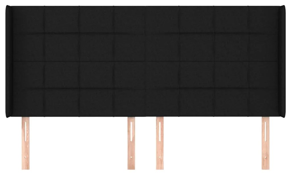 Cabeceira de cama c/ abas tecido 163x16x118/128 cm preto