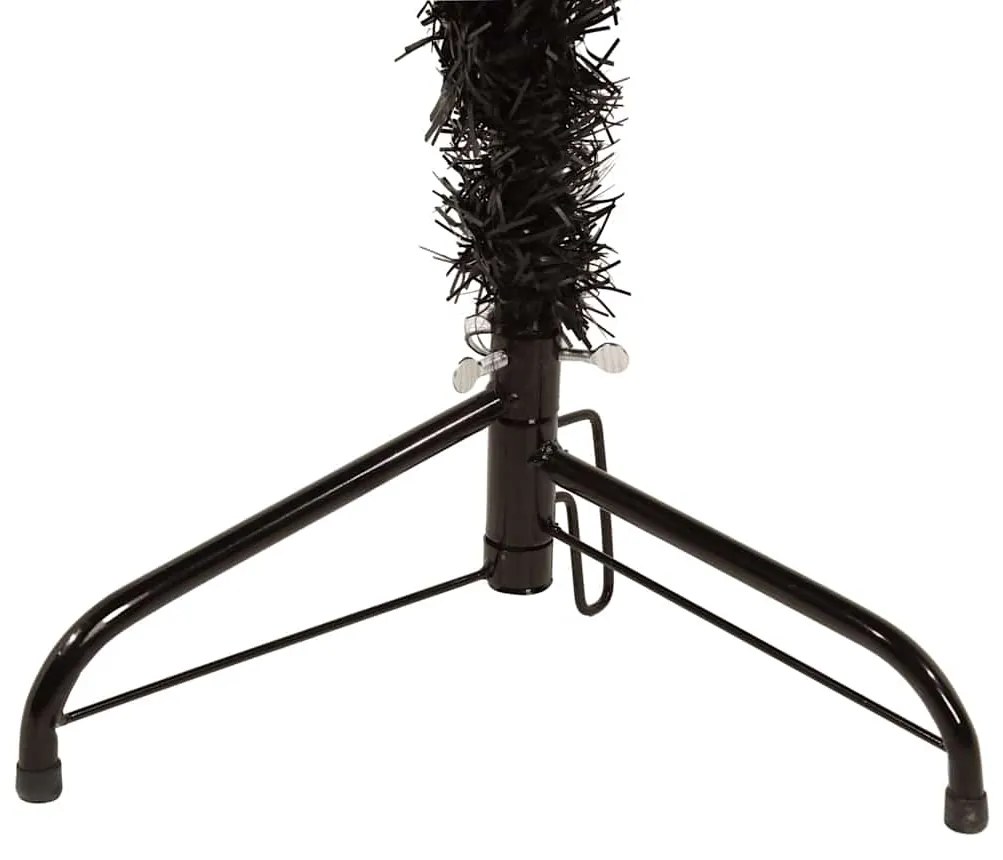 Meia árvore de Natal fina com suporte 210 cm preto