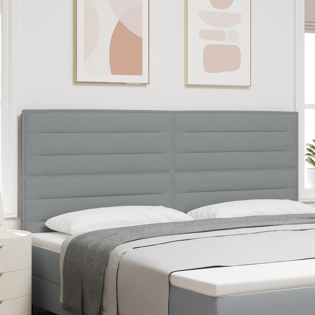 Cabeceira Design Linhas Cinza Claro 200 cm Tecido