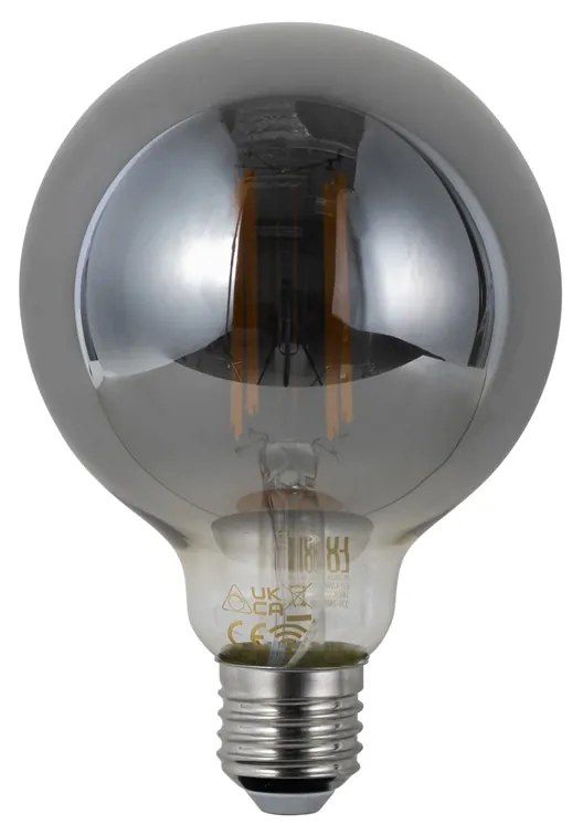 Lâmpada LED inteligente E27 regulável G95 vidro fumê 4,9W 150lm 1800K