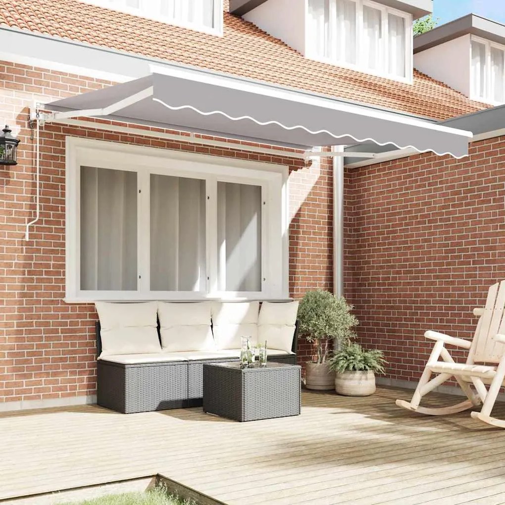 Toldo Retrátil Manual Cinzento-claro 350x200 cm