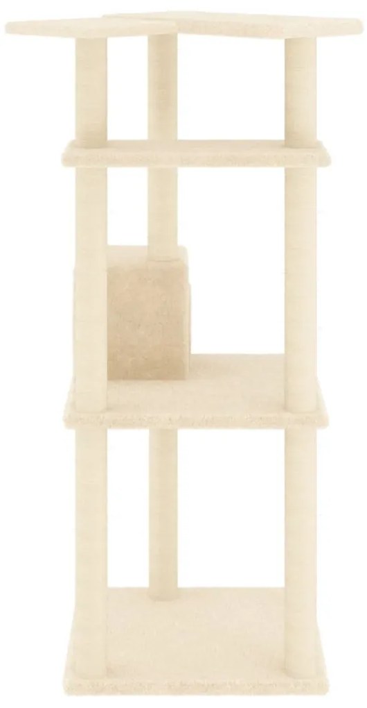 Árvore para gatos c/ postes arranhadores sisal 123 cm cor creme