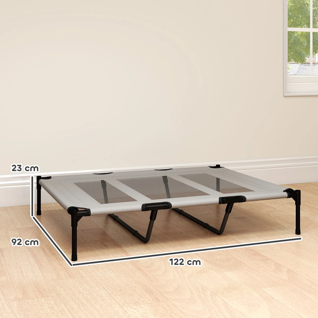Cama Elevada para Cães Grandes com Malha Respirável e Saco 122x92x23 cm Preta