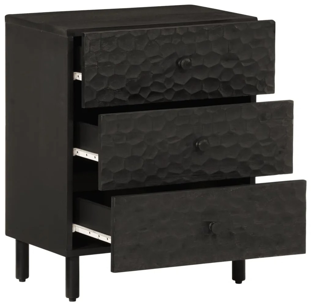 Mesa de cabeceira 50x33x60 cm madeira de mangueira maciça preto