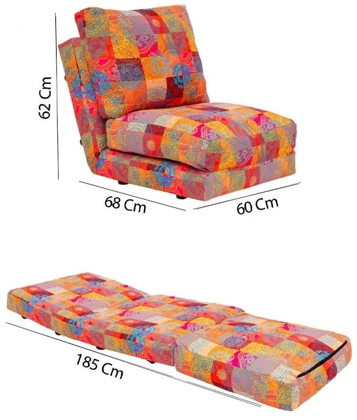**** Sofá-Cama Individual Taida – Multicolor – 185x60 cm
**