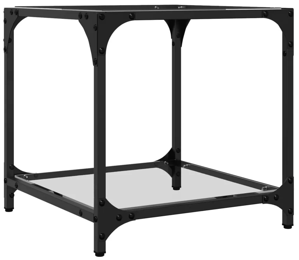 Mesa de centro c/ topo em vidro transparente 40x40x40 cm aço