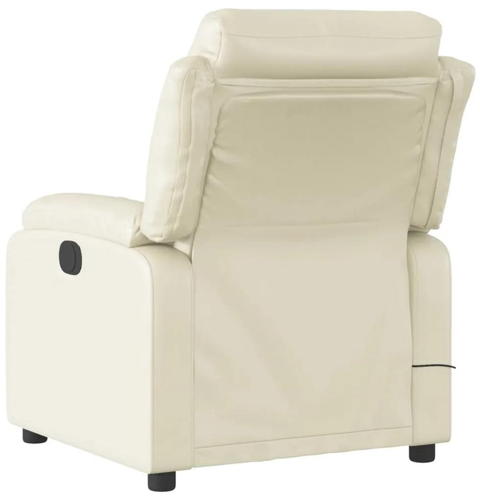 Poltrona de massagens reclinável couro artificial cor creme