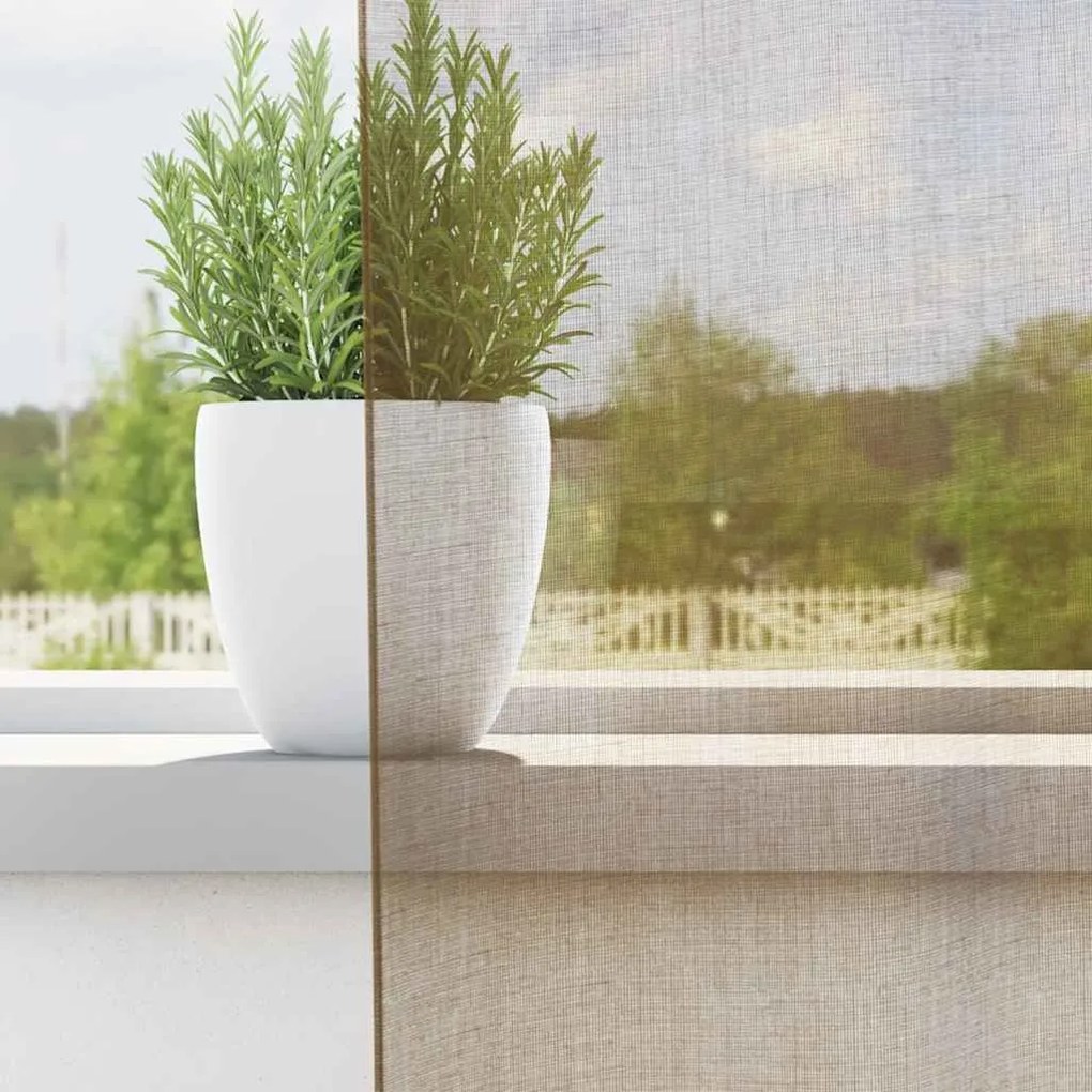 Cortinas de voile com ilhós 2 pcs castanho-claro
