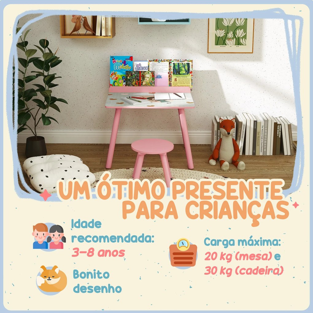 AIYAPLAY Mesa e Cadeira para Crianças Conjunto de 2 Peás de Mesa Infan