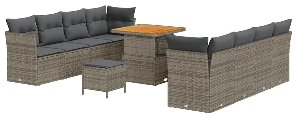 Conjunto de Sofá de Jardim com 11 Peças e Almofadas em Rattan Sintétic