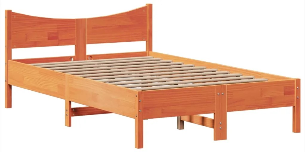 Cama sem colchão 120x190 cm madeira pinho maciça castanho-mel