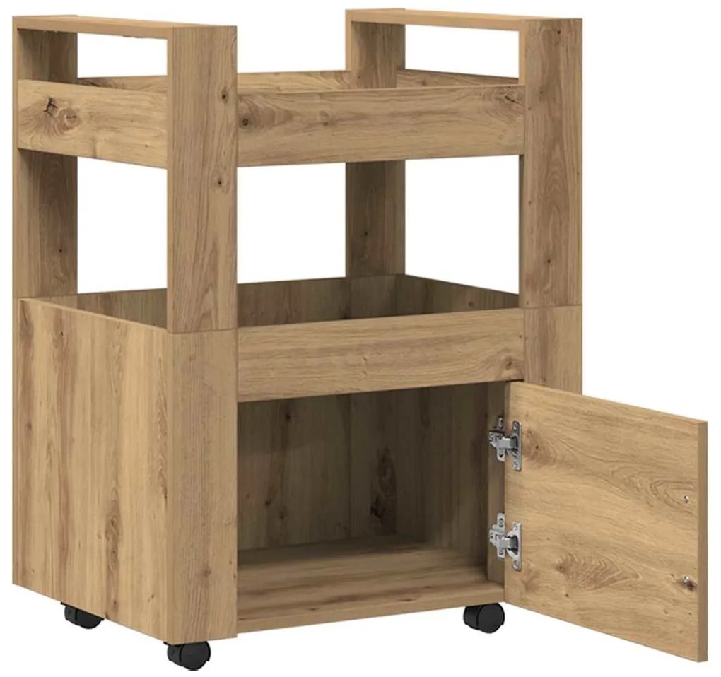 Carrinho de Cozinha vidaXL Carvalho Artisan 60x45x80 cm Madeira Compos