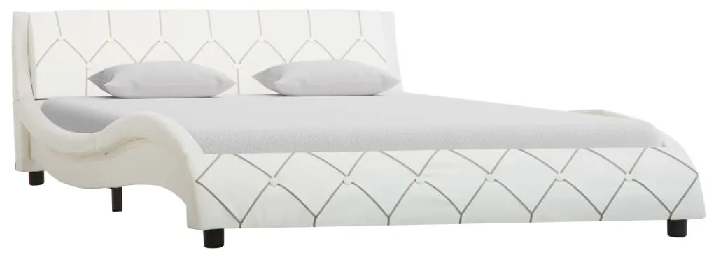 vidaXL Estrutura de cama 140x200 cm couro artificial branco