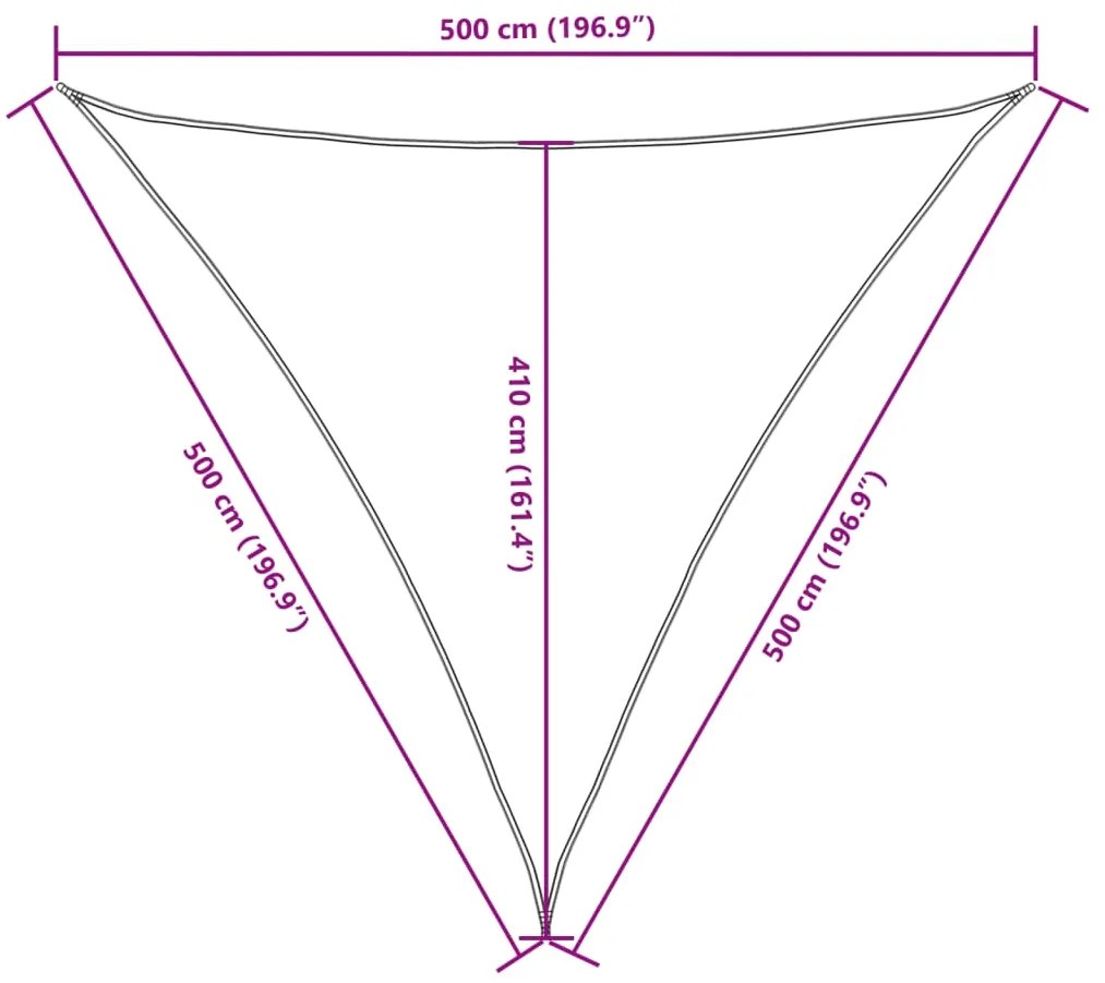 Guarda-sol tecido Oxford triangular 5x5x5 m bege