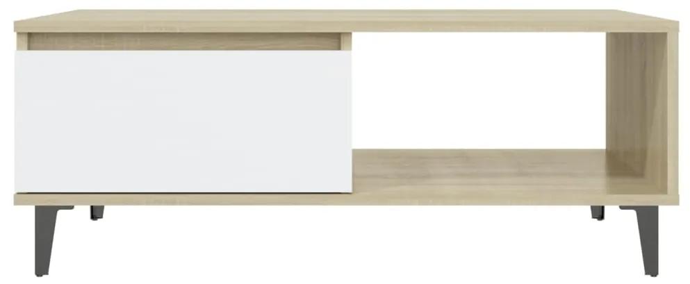 Mesa de centro 90x60x35 cm contraplacado branco/carvalho sonoma