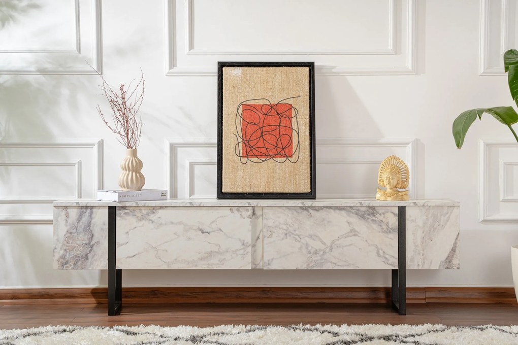 Móvel de TV Serenity – Mármore Freesia Preto – 180x50x29,5 cm