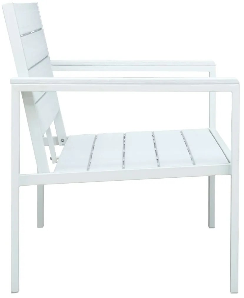 Banco de jardim 120 cm PEAD aspeto de madeira branco
