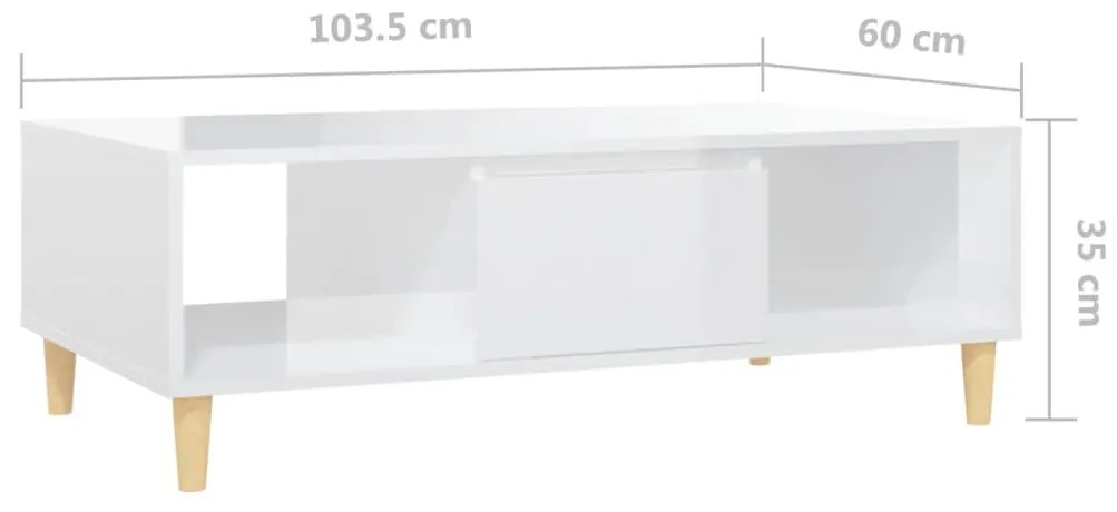 Mesa de Centro Toulie com Porta Central - Branco Brilhante - Design Nó