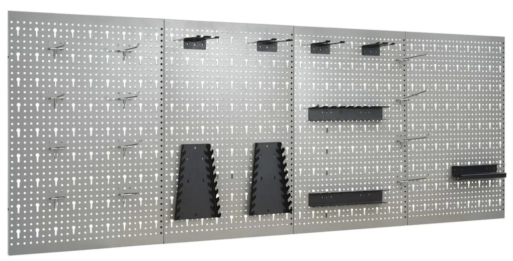 vidaXL Placas perfuradas de parede 4 pcs 40x58 cm aço