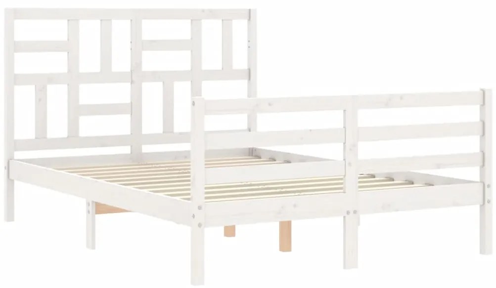 Estrutura de cama com cabeceira 120x200cm madeira maciça branco