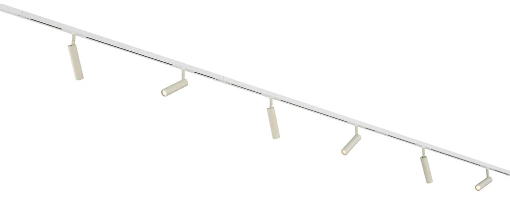 Sistema de iluminação de trilho moderno com 6 focos bege e branco monofásico - Slimline Uzzy