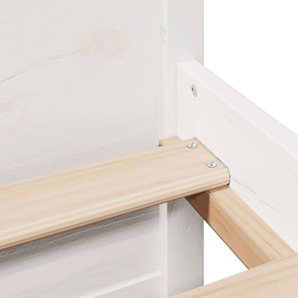 Cama com estante sem colchão 200x200 cm pinho maciço branco