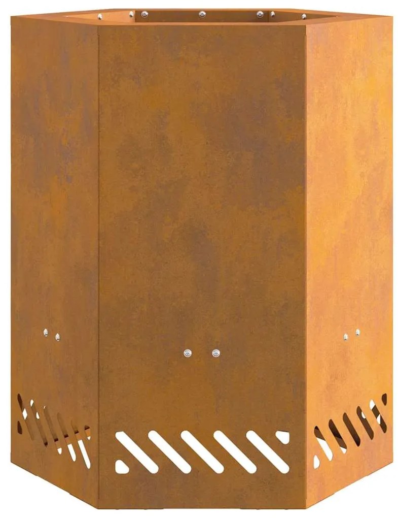 Fogueira Sem Fumaça Hexagonal 38x38x51 cm Aço Resistente às Intempérie