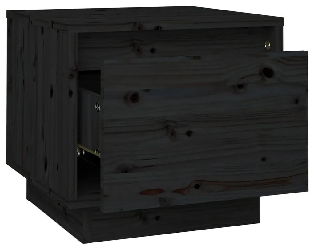 Mesa de cabeceira 35x34x32 cm madeira de pinho maciça preto